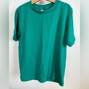 Vintage LA FOR KIDS Solid Blank Teal Green T-Shirt Tee Shirt Size Medium